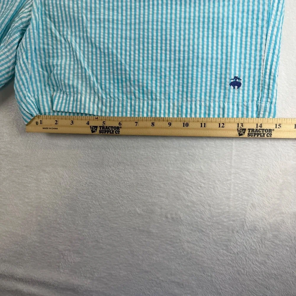 Brooks Brothers 346 Mens XXL Blue White Seersucker Striped Swim Trunks Shorts